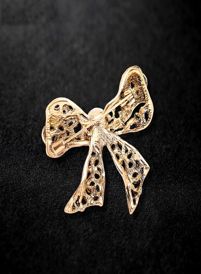 MarveBard Rhinestone Bow Brooch Pin Elegant Crystal Bowknet Brooch Lapel Pin Yellow Blue Pink Rhinestone Crystal Bow Brooch Wedding Birthday Party Christmas Jewelry for Women (Pink) - Image 4